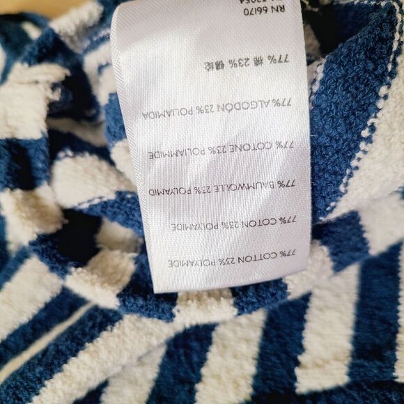 Free People Beach Crop Top S Blue Striped‎ Terrycloth Short Sleeve Pullover Top - Picture 5 of 8